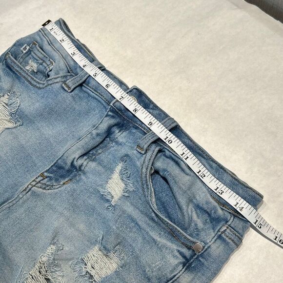JUDY BLUE Denim Cutoff Shorts Sz Medium High Waist Heavily Distressed Blue JB150 - Picture 4 of 7